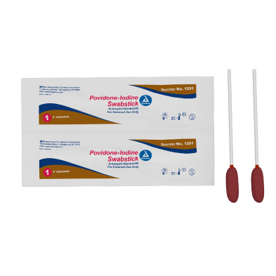 Povidone Iodine Swab Sticks - Individually Packaged - Box of 50