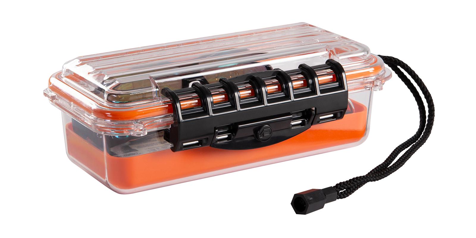 Orange Waterproof Dry Box - Narcotic Box - With Clear Lid and Lanyard