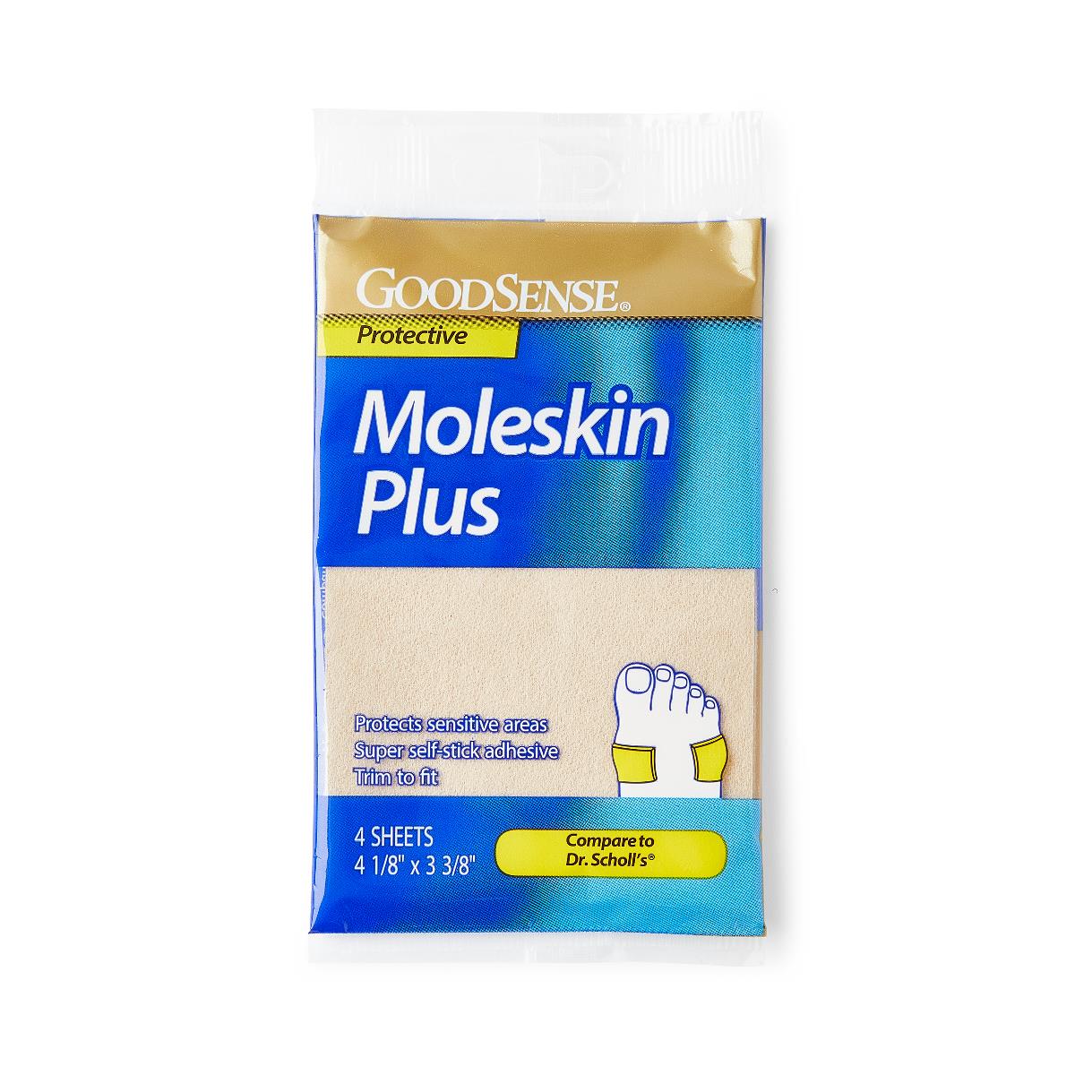 GoodSense Moleskin Plus Sheet - 4-1/8" x 3-3/8" - 4/Pack